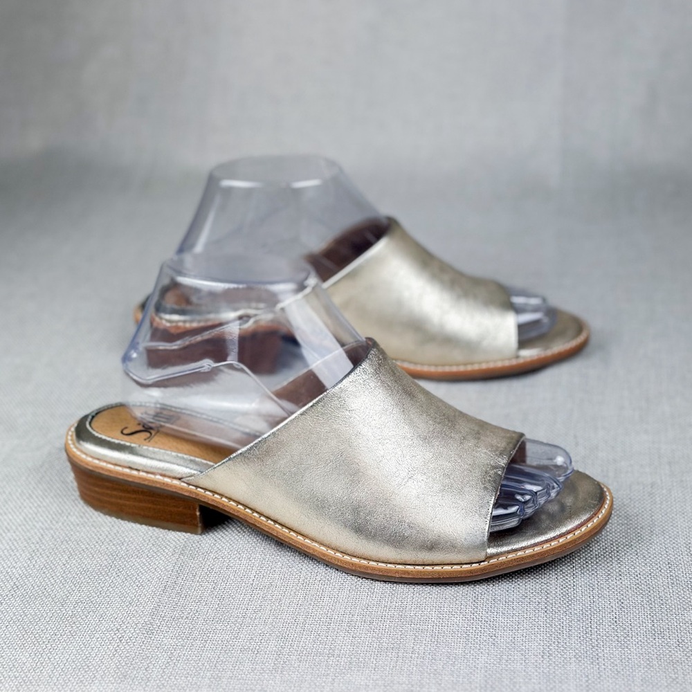 Sofft Metallic Gold Leather Slide Sandals